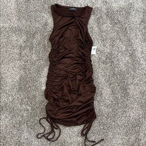 Lovesome Brown Ruched Halter Mini Dress ~ Women's Size Small